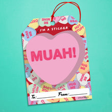 Load image into Gallery viewer, Muah / Kiss Candy Heart Gift Tag / Sticker in one