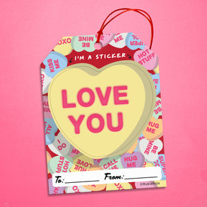 Candy heart gift tag sticker