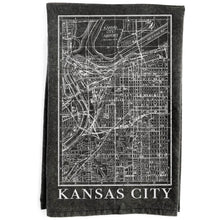 Load image into Gallery viewer, Kansas City Vintage Map Black Towel