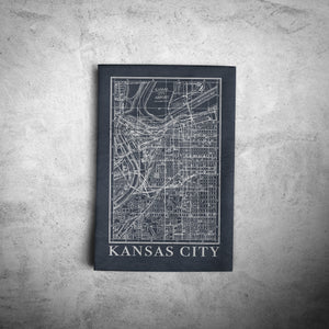 Kansas City Vintage Map Black Towel