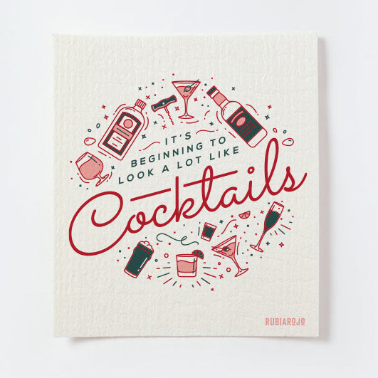 It's Beginning to Look a Lot Like Cocktails Swedish Dish Cloth